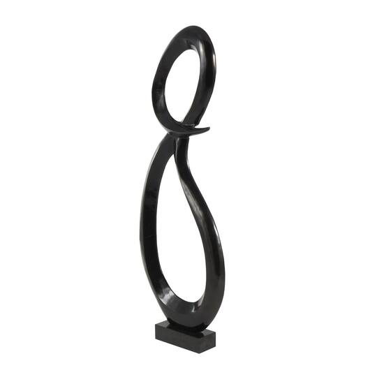 22.25" Black Aluminum Abstract Looped Floor Sculpture with Marble Base